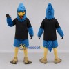 Custom Blue and Black Crested Bird Character in a T-Shirt Mascot Costume Adult Full Body Suit for Sports Events Custom Blue and Black Crested Bird Character in a T-Shirt Mascot Costume Adult Full Body Suit for Sports Events