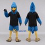 Custom Blue and Black Crested Bird Character in a T-Shirt Mascot Costume Adult Full Body Suit for Sports Events