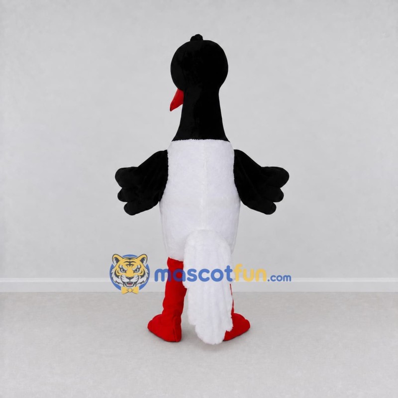Custom Black and White Stork Character with a Bow Tie Mascot Costume Adult Full Body Suit for Theme Parties Custom Black and White Stork Character with a Bow Tie Mascot Costume Adult Full Body Suit for Theme Parties