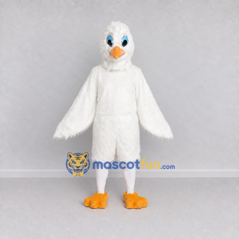Custom White and Orange Bird Character Mascot Costume Adult Full Body Suit for School Events Custom White and Orange Bird Character Mascot Costume Adult Full Body Suit for School Events