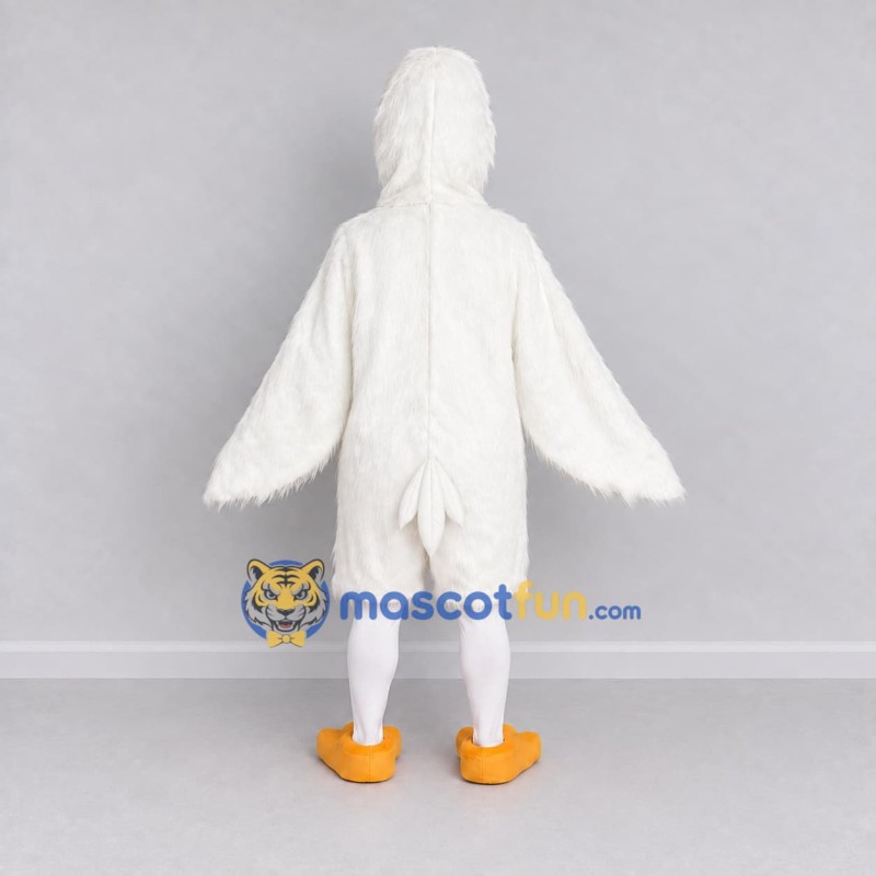 Custom White and Orange Bird Character Mascot Costume Adult Full Body Suit for School Events Custom White and Orange Bird Character Mascot Costume Adult Full Body Suit for School Events