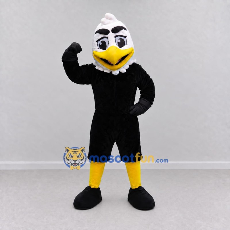 Custom Black and White Eagle Character Mascot Costume Adult Full Body Suit for Sports Events Custom Black and White Eagle Character Mascot Costume Adult Full Body Suit for Sports Events