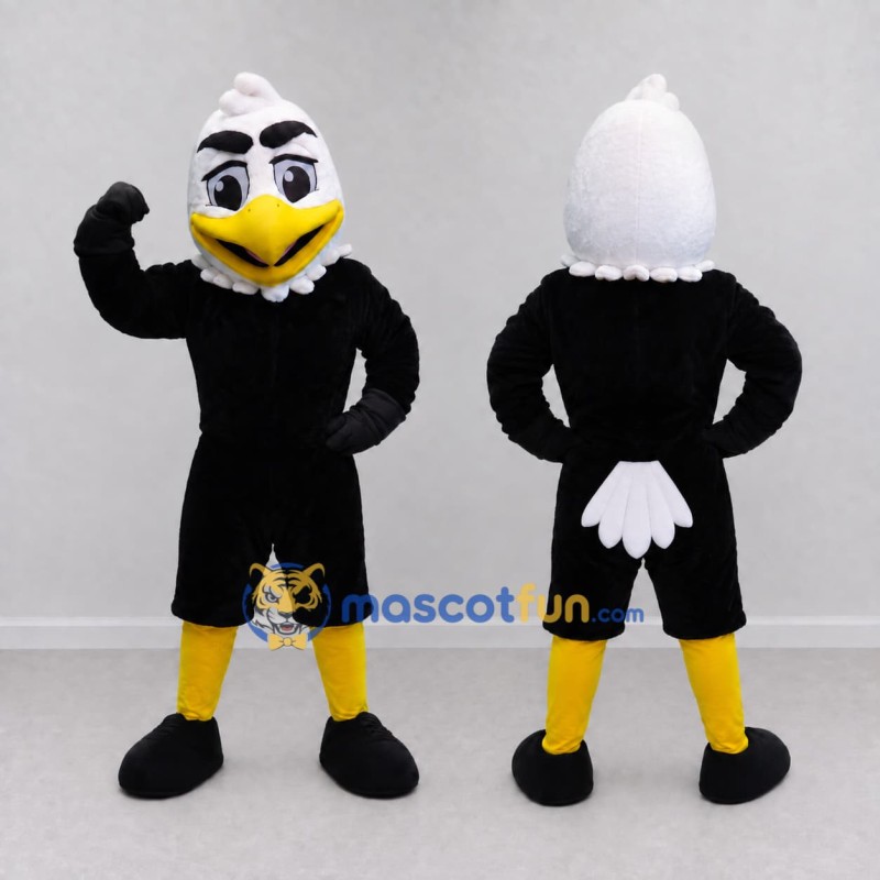 Custom Black and White Eagle Character Mascot Costume Adult Full Body Suit for Sports Events Custom Black and White Eagle Character Mascot Costume Adult Full Body Suit for Sports Events