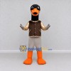 Custom Black and Brown Duck Character in a Jacket Mascot Costume Adult Full Body Suit for School Events
