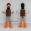 Custom Black and Brown Duck Character in a Jacket Mascot Costume Adult Full Body Suit for School Events
