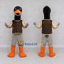 Custom Black and Brown Duck Character in a Jacket Mascot Costume Adult Full Body Suit for School Events