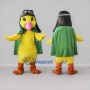 Custom Yellow and Green Aviator Bird Character Mascot Costume Adult Full Body Suit for Theme Parties