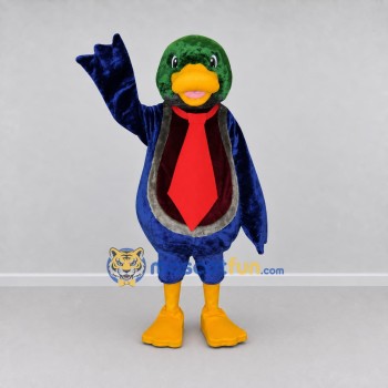 Custom Green and Blue Duck Character in a Suit Mascot Costume Adult Full Body Suit for Theme Parties Custom Green and Blue Duck Character in a Suit Mascot Costume Adult Full Body Suit for Theme Parties