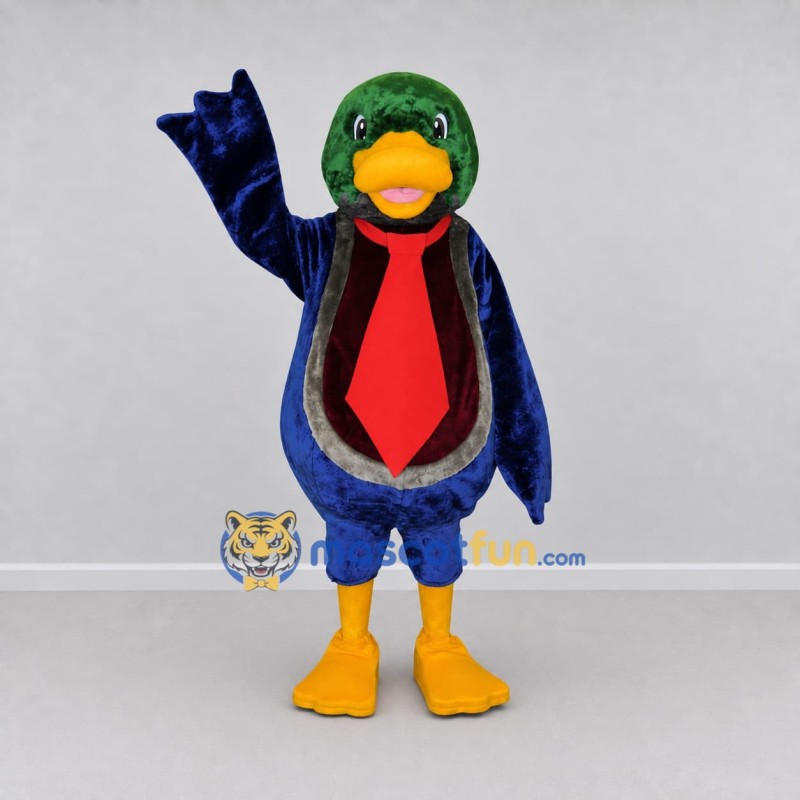 Custom Green and Blue Duck Character in a Suit Mascot Costume Adult Full Body Suit for Theme Parties Custom Green and Blue Duck Character in a Suit Mascot Costume Adult Full Body Suit for Theme Parties