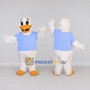 Custom White and Blue Duck Character in a T-Shirt Mascot Costume Adult Full Body Suit for School Events