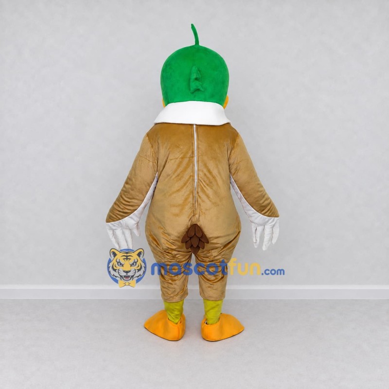 Custom Green and Tan Mallard Duck Character Mascot Costume Adult Full Body Suit for Wildlife Events