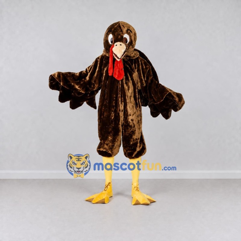 Custom Brown and Red Turkey Character Mascot Costume Adult Full Body Suit for Farm Events Custom Brown and Red Turkey Character Mascot Costume Adult Full Body Suit for Farm Events