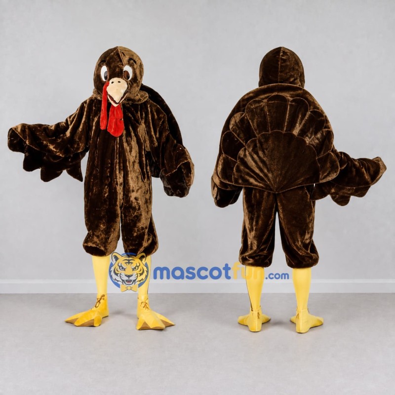 Custom Brown and Red Turkey Character Mascot Costume Adult Full Body Suit for Farm Events Custom Brown and Red Turkey Character Mascot Costume Adult Full Body Suit for Farm Events