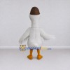 Custom White and Brown Goose Character with an Aviator Cap Mascot Costume Adult Full Body Suit for Theme Parties Custom White and Brown Goose Character with an Aviator Cap Mascot Costume Adult Full Body Suit for Theme Parties