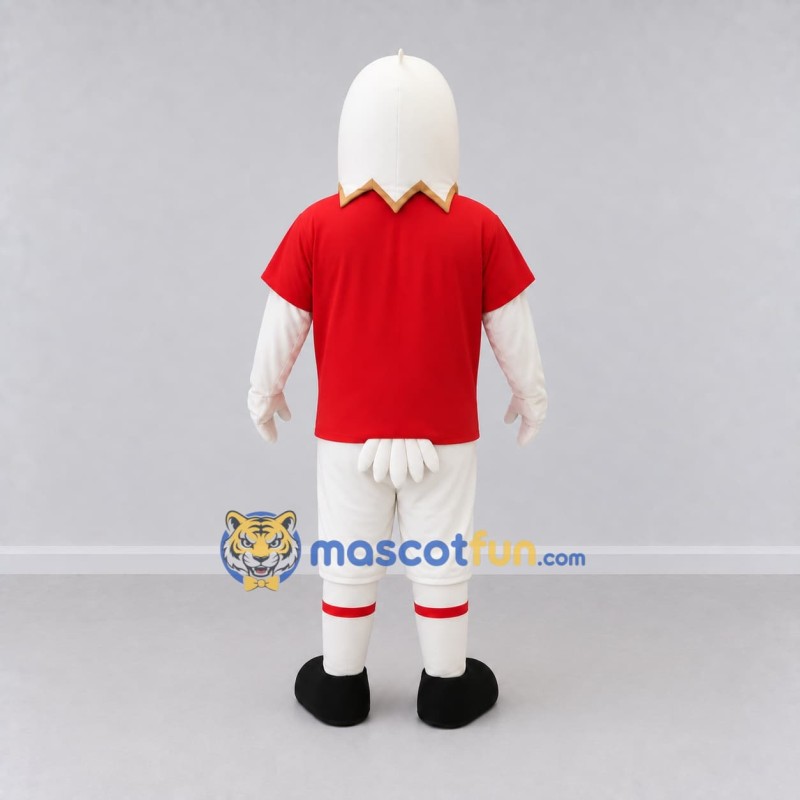 Custom White and Red Eagle Character in a T-Shirt Mascot Costume Adult Full Body Suit for Sports Events Custom White and Red Eagle Character in a T-Shirt Mascot Costume Adult Full Body Suit for Sports Events
