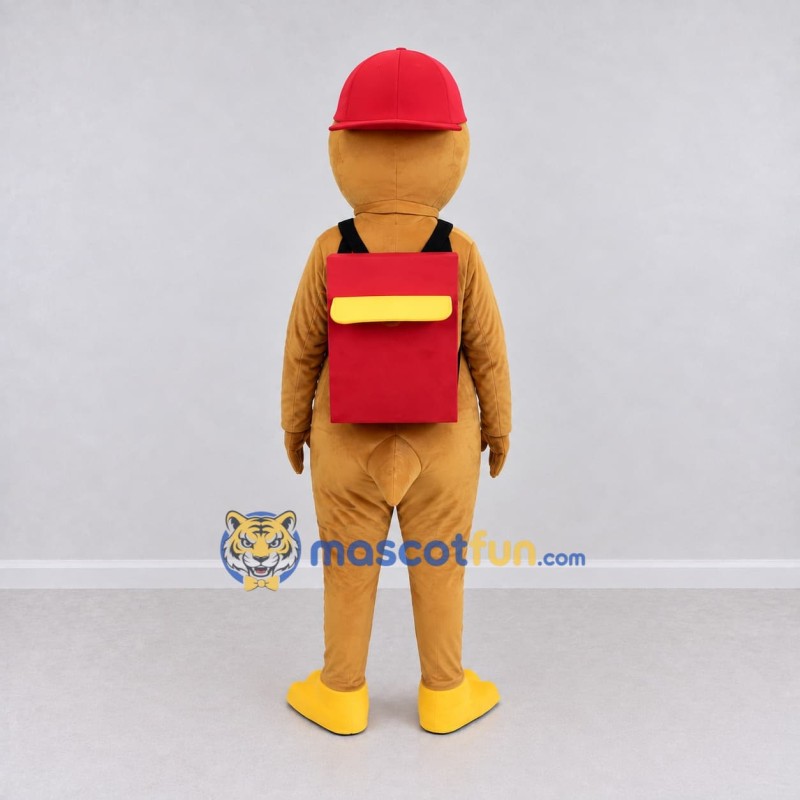 Custom Tan and Yellow Duck Character with a Backpack Mascot Costume Adult Full Body Suit for School Events Custom Tan and Yellow Duck Character with a Backpack Mascot Costume Adult Full Body Suit for School Events