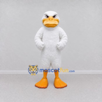 Custom White and Orange Duck Character Mascot Costume Adult Full Body Suit for School Events