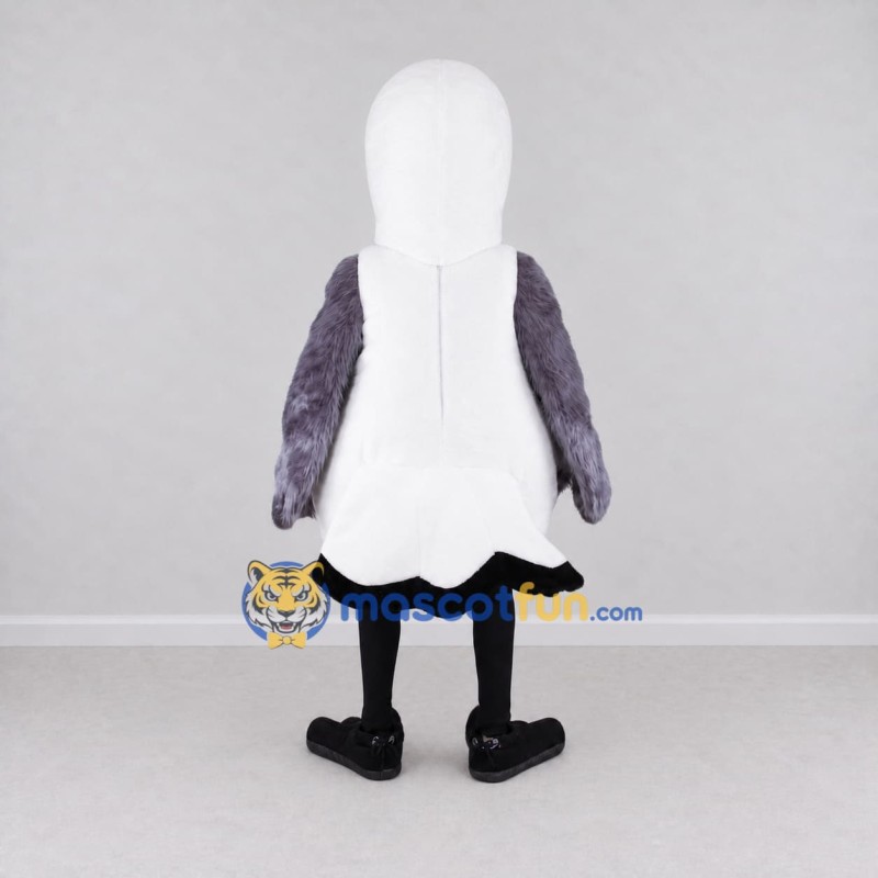 Custom White and Gray Seagull Character Mascot Costume Adult Full Body Suit for Ocean Events Custom White and Gray Seagull Character Mascot Costume Adult Full Body Suit for Ocean Events