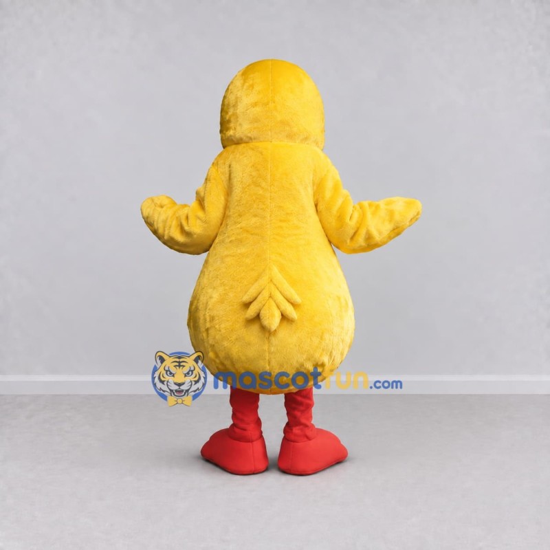 Custom Yellow and Red Duck Character with a Star Eye Patch Mascot Costume Adult Full Body Suit for Theme Parties Custom Yellow and Red Duck Character with a Star Eye Patch Mascot Costume Adult Full Body Suit for Theme Parties