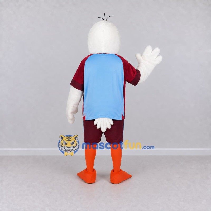 Custom White and Blue Bird Character in Sportswear Mascot Costume Adult Full Body Suit for Sports Events Custom White and Blue Bird Character in Sportswear Mascot Costume Adult Full Body Suit for Sports Events