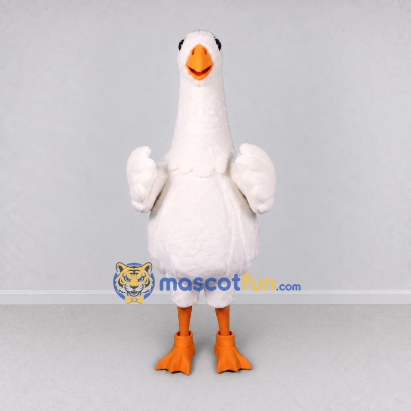 Custom White and Orange Goose Character Mascot Costume Adult Full Body Suit for Farm Events Custom White and Orange Goose Character Mascot Costume Adult Full Body Suit for Farm Events