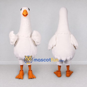 Custom White and Orange Goose Character Mascot Costume Adult Full Body Suit for Farm Events