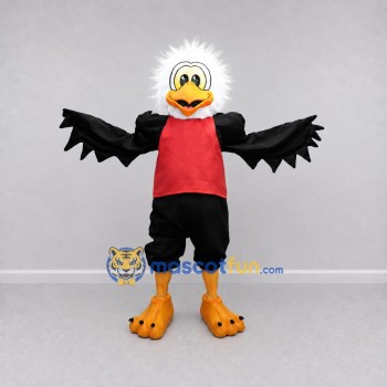 Custom Black White and Red Eagle Character in a Jersey Mascot Costume Adult Full Body Suit for Sports Events Custom Black White and Red Eagle Character in a Jersey Mascot Costume Adult Full Body Suit for Sports Events