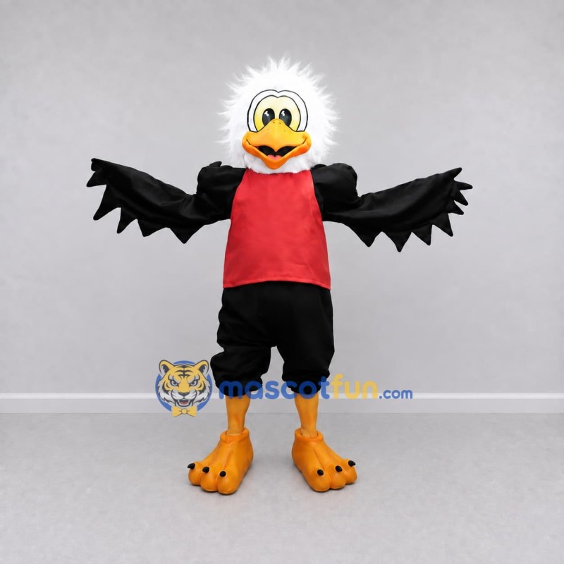 Custom Black White and Red Eagle Character in a Jersey Mascot Costume Adult Full Body Suit for Sports Events Custom Black White and Red Eagle Character in a Jersey Mascot Costume Adult Full Body Suit for Sports Events
