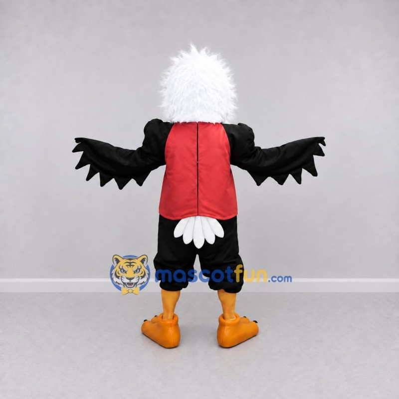 Custom Black White and Red Eagle Character in a Jersey Mascot Costume Adult Full Body Suit for Sports Events Custom Black White and Red Eagle Character in a Jersey Mascot Costume Adult Full Body Suit for Sports Events