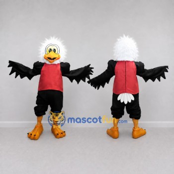 Custom Black White and Red Eagle Character in a Jersey Mascot Costume Adult Full Body Suit for Sports Events