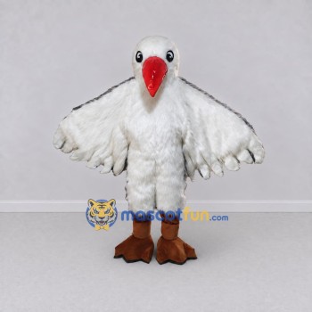 Custom White and Gray Seabird Character Mascot Costume Adult Full Body Suit for Ocean Events Custom White and Gray Seabird Character Mascot Costume Adult Full Body Suit for Ocean Events