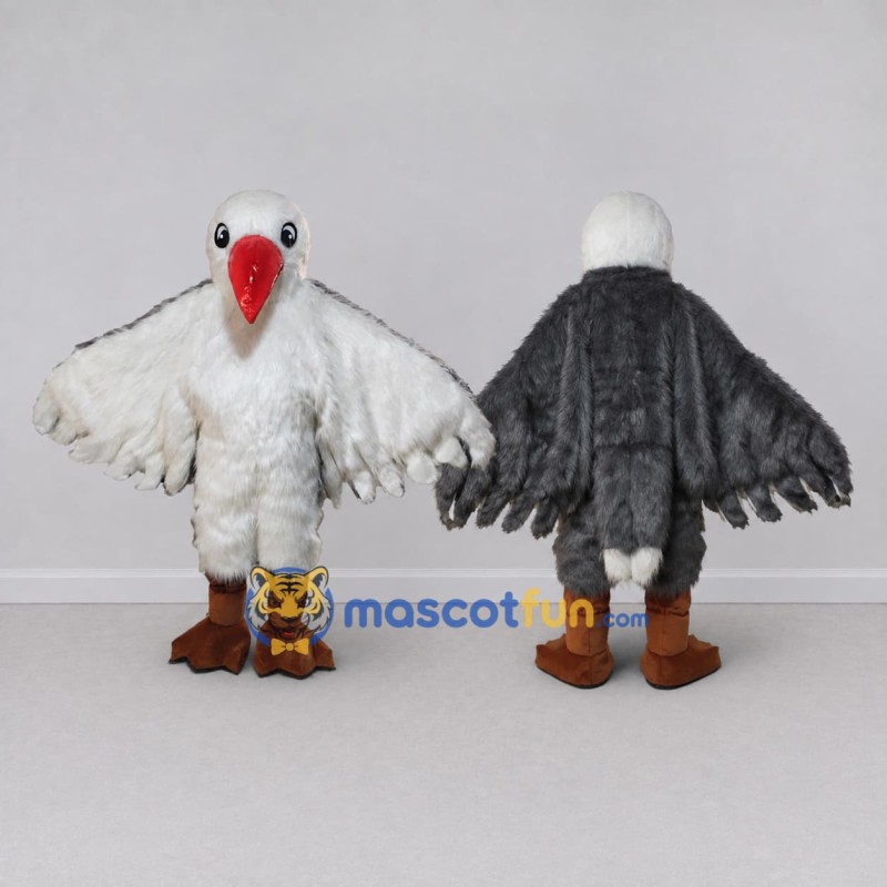 Custom White and Gray Seabird Character Mascot Costume Adult Full Body Suit for Ocean Events Custom White and Gray Seabird Character Mascot Costume Adult Full Body Suit for Ocean Events