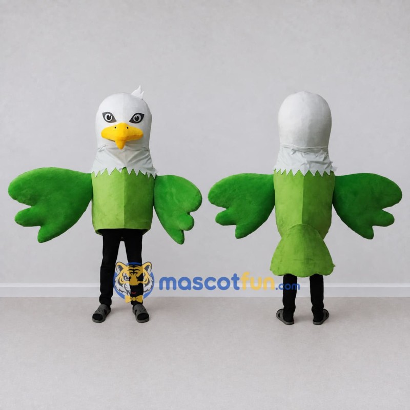 Custom White and Green Eagle Character Mascot Costume Adult Full Body Suit for School Events Custom White and Green Eagle Character Mascot Costume Adult Full Body Suit for School Events
