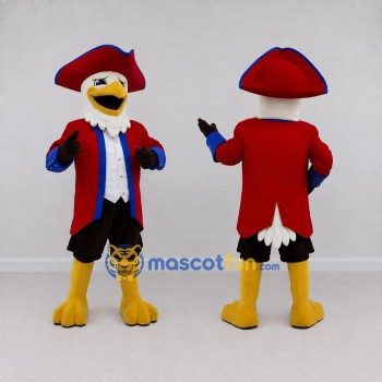 Custom White and Red Eagle Character in a Tricorn Hat Mascot Costume Adult Full Body Suit for Theme Parties