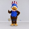 Custom Brown and Blue Bird Character in a Patriotic Top Hat Mascot Costume Adult Full Body Suit for Community Events Custom Brown and Blue Bird Character in a Patriotic Top Hat Mascot Costume Adult Full Body Suit for Community Events