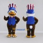 Custom Brown and Blue Bird Character in a Patriotic Top Hat Mascot Costume Adult Full Body Suit for Community Events
