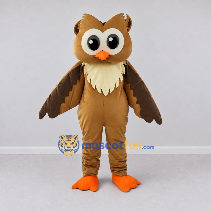 Custom Tan and Brown Owl Character Mascot Costume Adult Full Body Suit for School Events Custom Tan and Brown Owl Character Mascot Costume Adult Full Body Suit for School Events