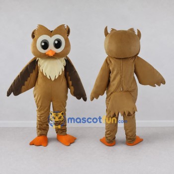 Custom Tan and Brown Owl Character Mascot Costume Adult Full Body Suit for School Events