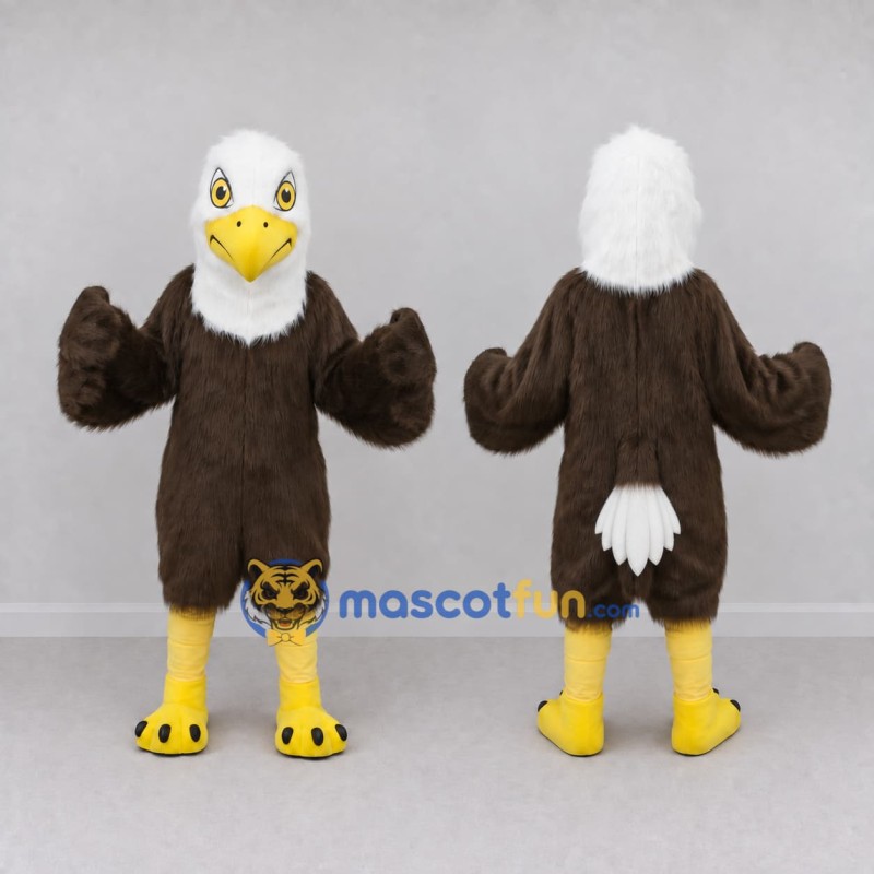 Custom Brown and White Bald Eagle Character Mascot Costume Adult Full Body Suit for Sports Events