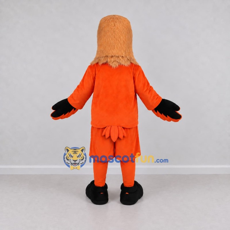 Custom Orange and Tan Bird Character in Sportswear Mascot Costume Adult Full Body Suit for Sports Events Custom Orange and Tan Bird Character in Sportswear Mascot Costume Adult Full Body Suit for Sports Events