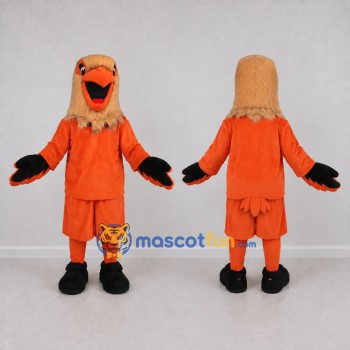 Custom Orange and Tan Bird Character in Sportswear Mascot Costume Adult Full Body Suit for Sports Events