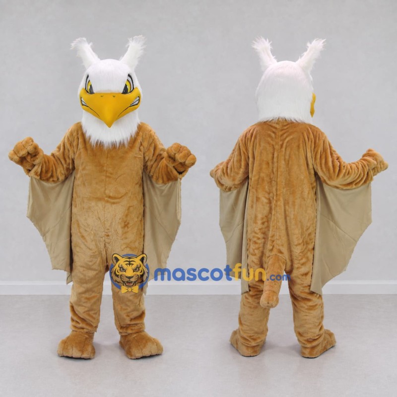 Custom Tan and White Griffin Character Mascot Costume Adult Full Body Suit for Theme Parties Custom Tan and White Griffin Character Mascot Costume Adult Full Body Suit for Theme Parties