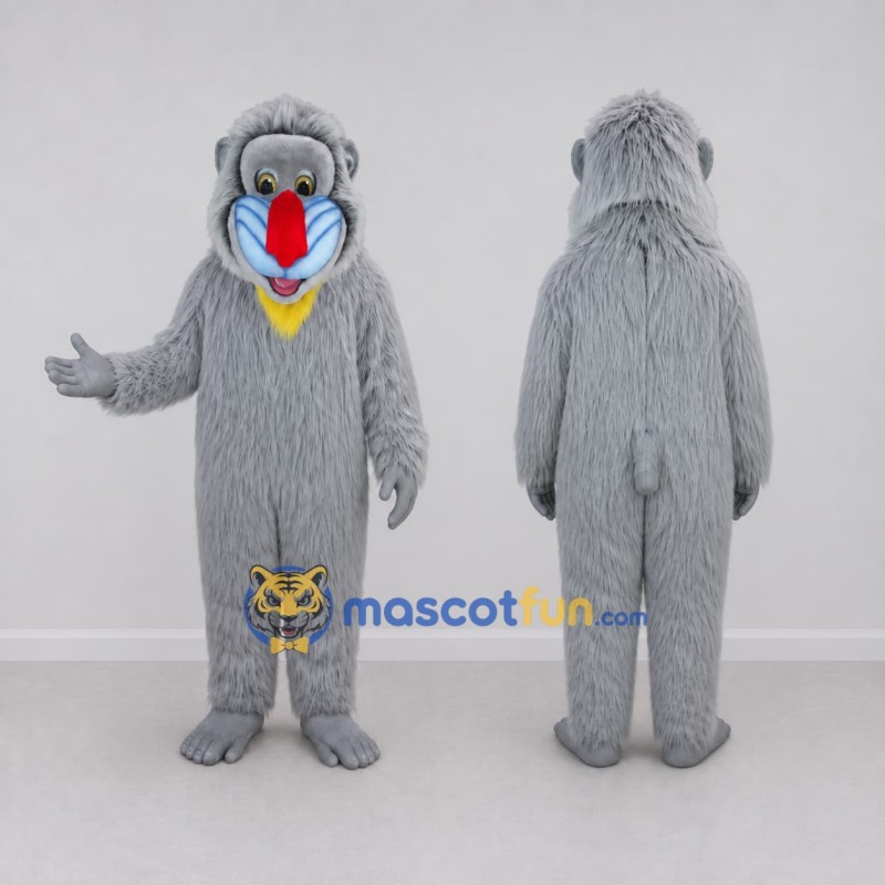 Custom Gray and Blue Mandrill Character Mascot Costume Adult Full Body Suit for Wildlife Events Custom Gray and Blue Mandrill Character Mascot Costume Adult Full Body Suit for Wildlife Events