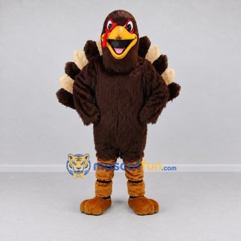 Custom Brown and Cream Turkey Character Mascot Costume Adult Full Body Suit for Farm Events