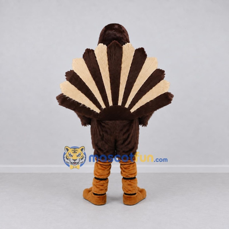 Custom Brown and Cream Turkey Character Mascot Costume Adult Full Body Suit for Farm Events