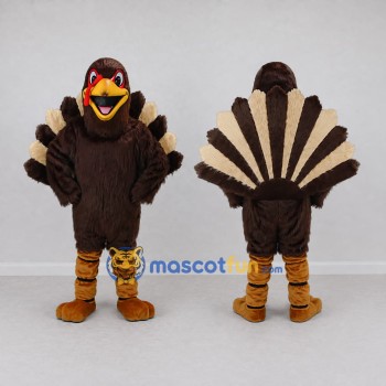 Custom Brown and Cream Turkey Character Mascot Costume Adult Full Body Suit for Farm Events