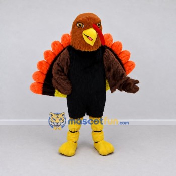 Custom Brown Black and Orange Turkey Character Mascot Costume Adult Full Body Suit for Farm Events