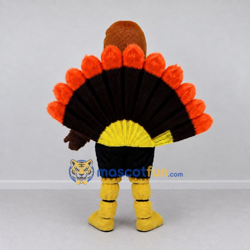 Custom Brown Black and Orange Turkey Character Mascot Costume Adult Full Body Suit for Farm Events