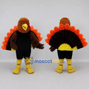 Custom Brown Black and Orange Turkey Character Mascot Costume Adult Full Body Suit for Farm Events