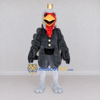 Custom Gray and Black Turkey King Character Mascot Costume Adult Full Body Suit for Theme Parties Custom Gray and Black Turkey King Character Mascot Costume Adult Full Body Suit for Theme Parties